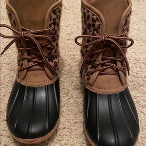 Marleylilly Leopard Print Duck Boots